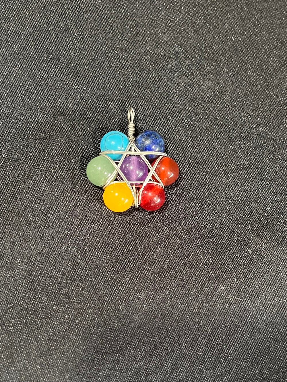 Handmade Wire-Wrapped Chakra Flower  Gemstone Pendant